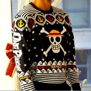 Boxlunch One Piece Straw Hat Pirate Sweater Small